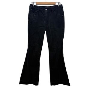 Express Flare Leg Pants Womens 6 Black Mid Rise Seam Detail Trousers Capsule